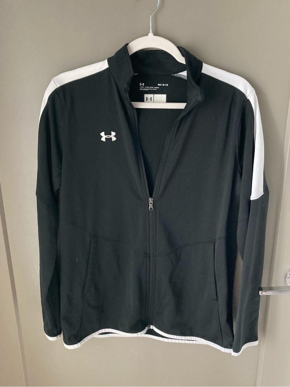 Under Armour Black and White Athletic Zip-Up Jacket